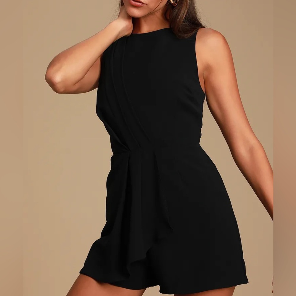 Lulus My Dear Black Pleated Sleeveless Romper